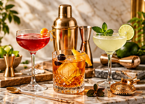 Klassische Cocktails mit Barwerkzeugen